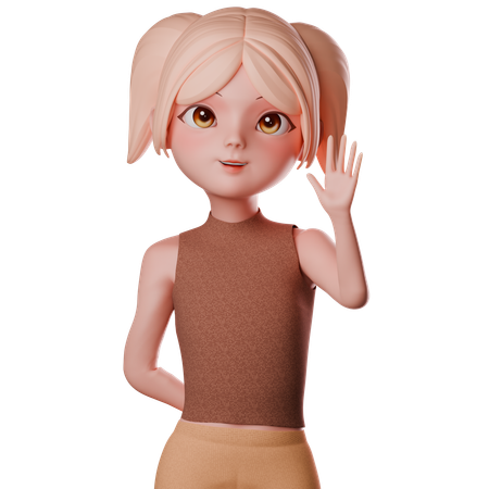 Girl Showing Stop Hand Gesture  3D Illustration