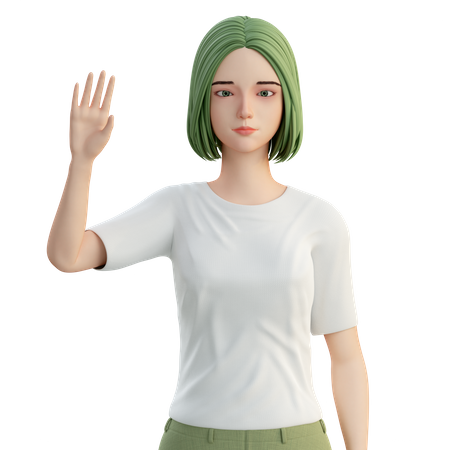 Girl showing stop sign  3D Icon