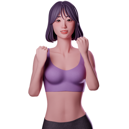 Girl Showing Strength  3D Illustration