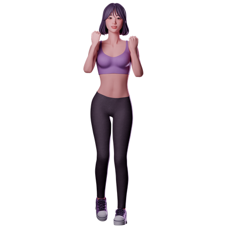 Girl Showing Strength  3D Illustration