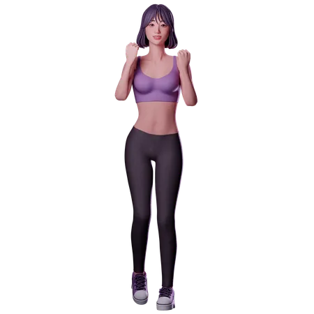 Girl Showing Strength  3D Illustration