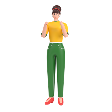 Girl showing strength with fists  3D Illustration