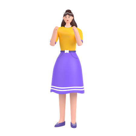 Girl showing strength with fists  3D Illustration