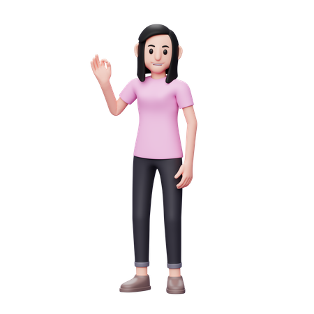 Girl showing super hand gesture  3D Illustration