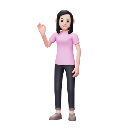 Girl showing super hand gesture  3D Illustration