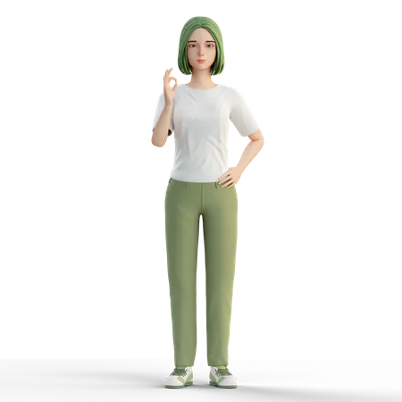 Girl showing super sign  3D Illustration