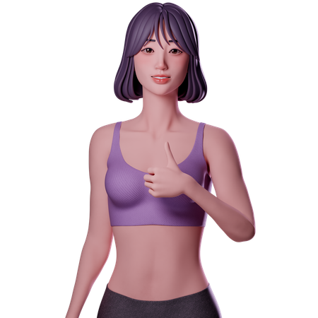 Girl Showing Thumbs Up  3D Illustration