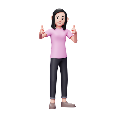 Girl showing thumbs up 3D Illustration
