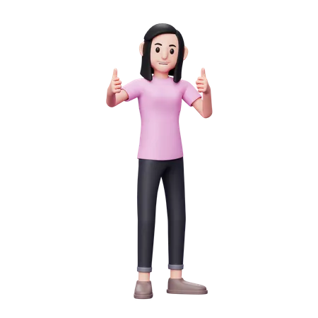 Girl showing thumbs up 3D Illustration
