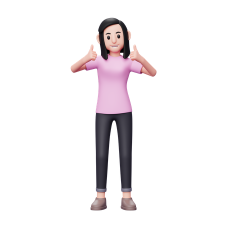 Girl showing two thumbs up  3D Icon