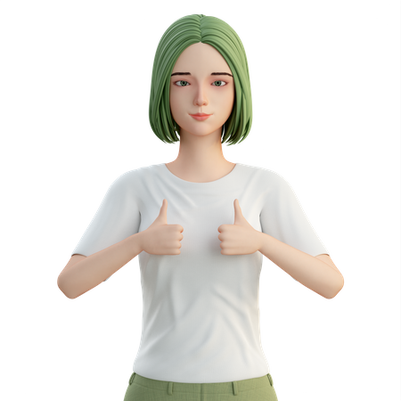 Girl showing two thumbs up  3D Illustration