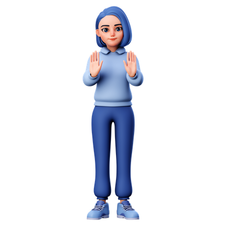 Girl shows refusal gesture  3D Icon