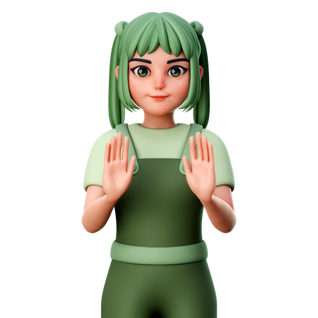 Girl shows refusal gesture  3D Icon