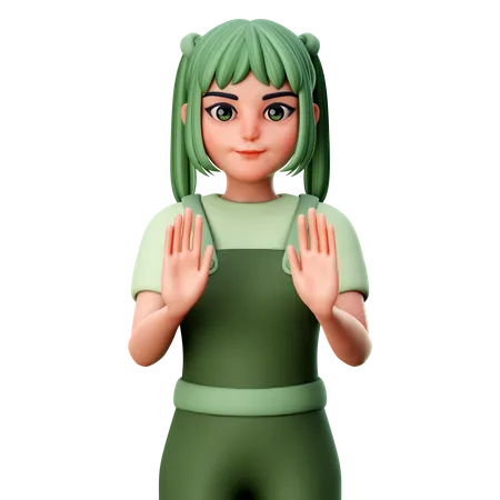 Girl shows refusal gesture  3D Illustration