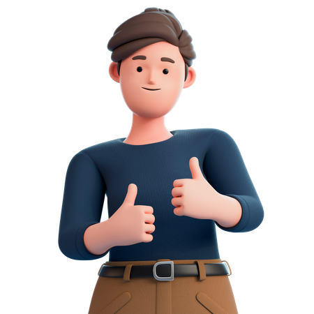 Girl Shows Thumb Up  3D Illustration