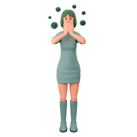 Girl Shut Her Mouth Use Hand  3D Icon