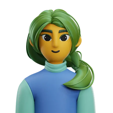 Girl Side Hair with Sweater  3D Icon