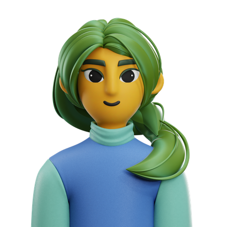 Girl Side Hair with Sweater  3D Icon