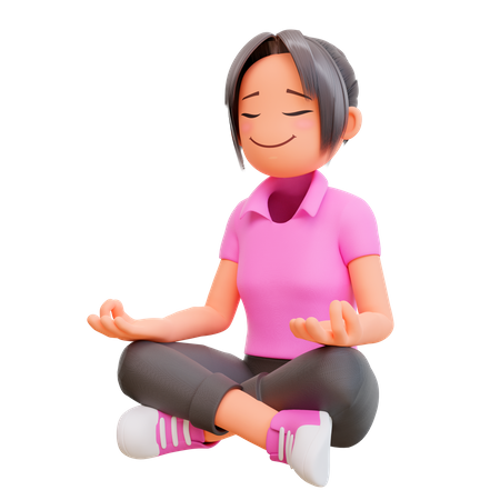 Girl sitting in lotus position  3D Icon