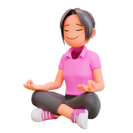 Girl sitting in lotus position  3D Illustration