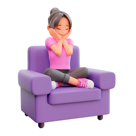 Girl sitting on the sofa  3D Icon
