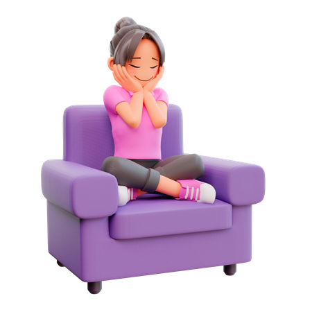 Girl sitting on the sofa  3D Illustration