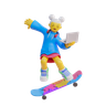 girl skateboarding 3d logo