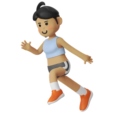 Girl Sprint for Running  3D Illustration