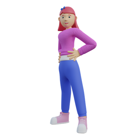 Girl standing 3D Illustration