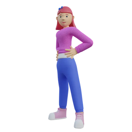 Girl standing 3D Illustration
