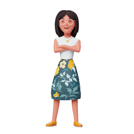 Girl Standing  3D Illustration