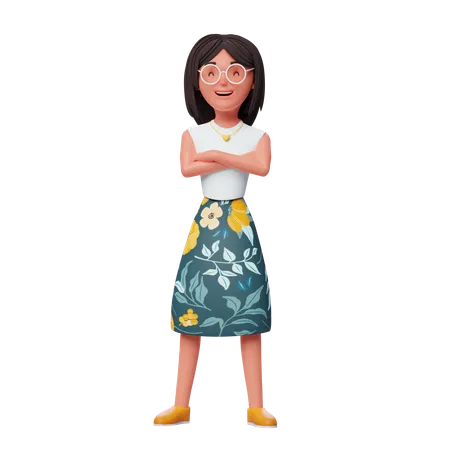 Girl Standing  3D Illustration