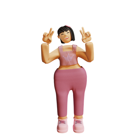 Girl standing in pose  3D Icon