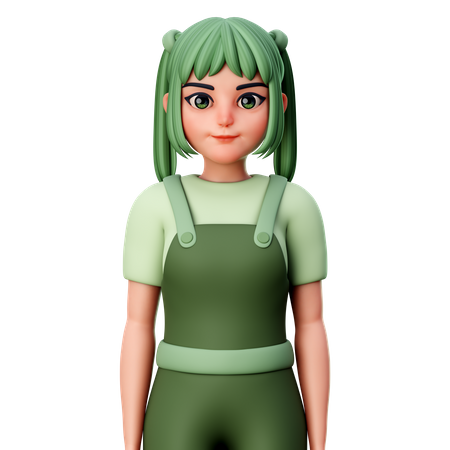 Girl standing in pose  3D Illustration