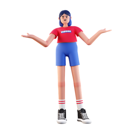 Girl Standing Pose  3D Illustration