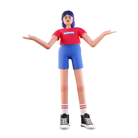 Girl Standing Pose  3D Illustration