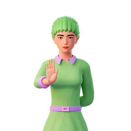 Girl Stop Gesture  3D Illustration