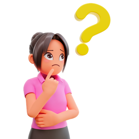 Girl Student Having Doubt  3D Icon
