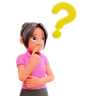 3d student asking question logo