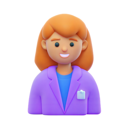 Girl Student in Laboratory Coat  3D Icon