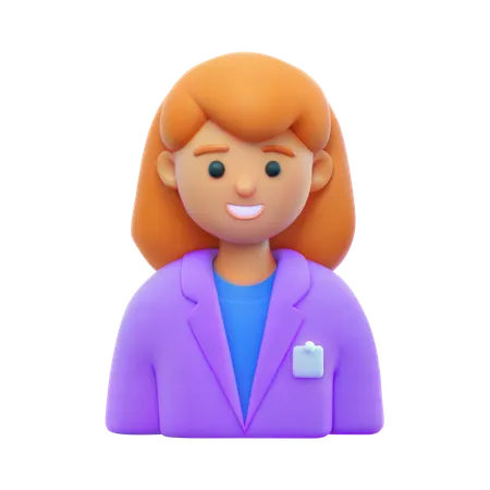 Girl Student in Laboratory Coat  3D Icon