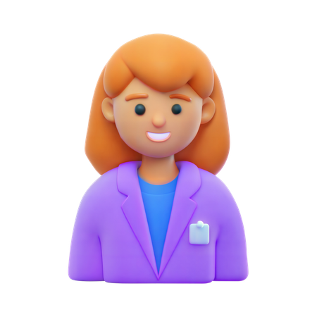 Girl Student in Laboratory Coat  3D Icon