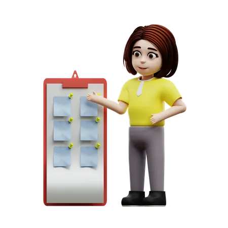 Girl student making study plan  3D Illustration