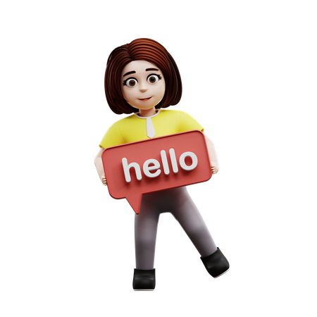 Girl student saying hello  3D Illustration