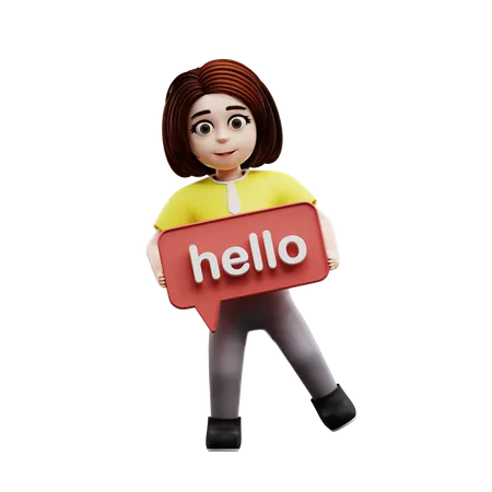 Girl student saying hello  3D Illustration