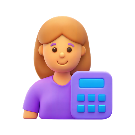 Girl Student with Clculator  3D Icon