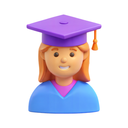 Girl Student with Grduation Cap  3D Icon