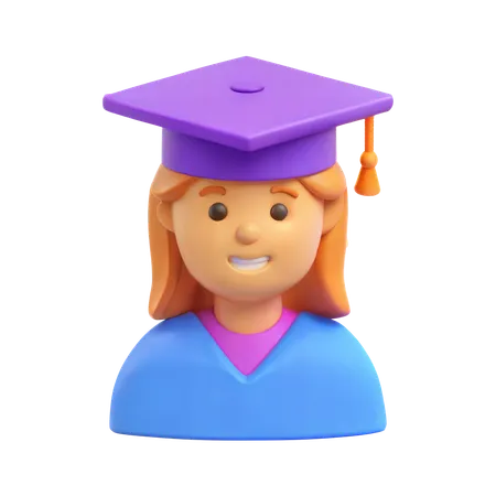 Girl Student with Grduation Cap  3D Icon