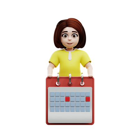 Girl student with schedule  3D Illustration