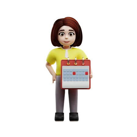 Girl student with schedule  3D Illustration